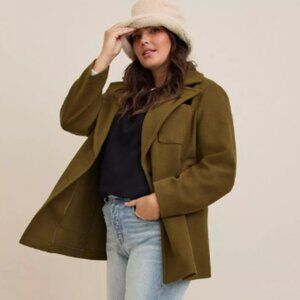 VGC Torrid Asymmetrical Pockets Coat - Army Green - Size 2 (2X / 18-20)